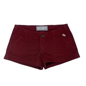 Abercrombie kids low rise cotton chino cuffed shortie shorts